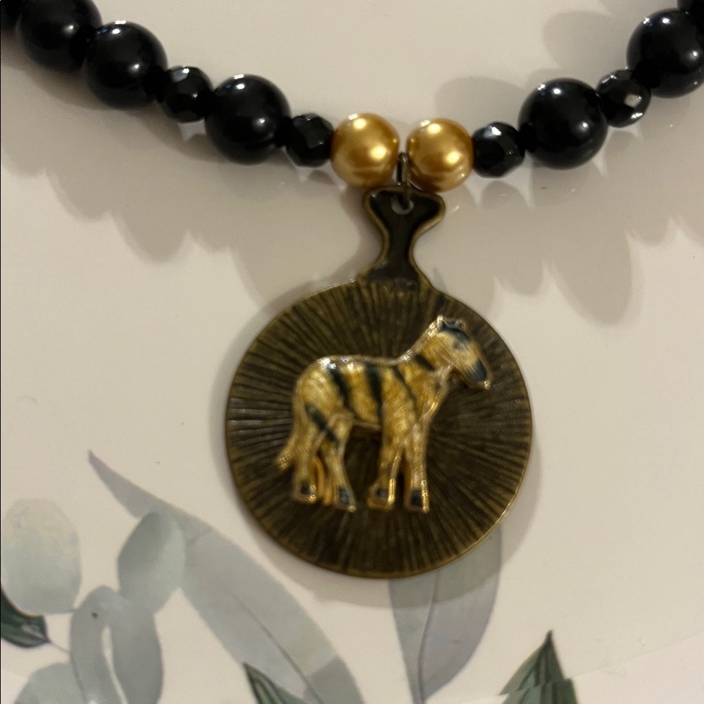 Elegant Black and Gold Beaded Necklace